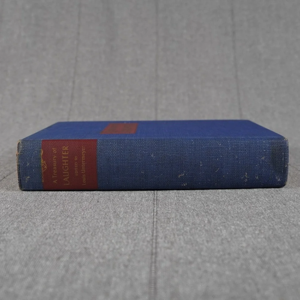 A Treasury of Laughter Vintage Hardcover Humor Anthology Illustrated Blue 1946